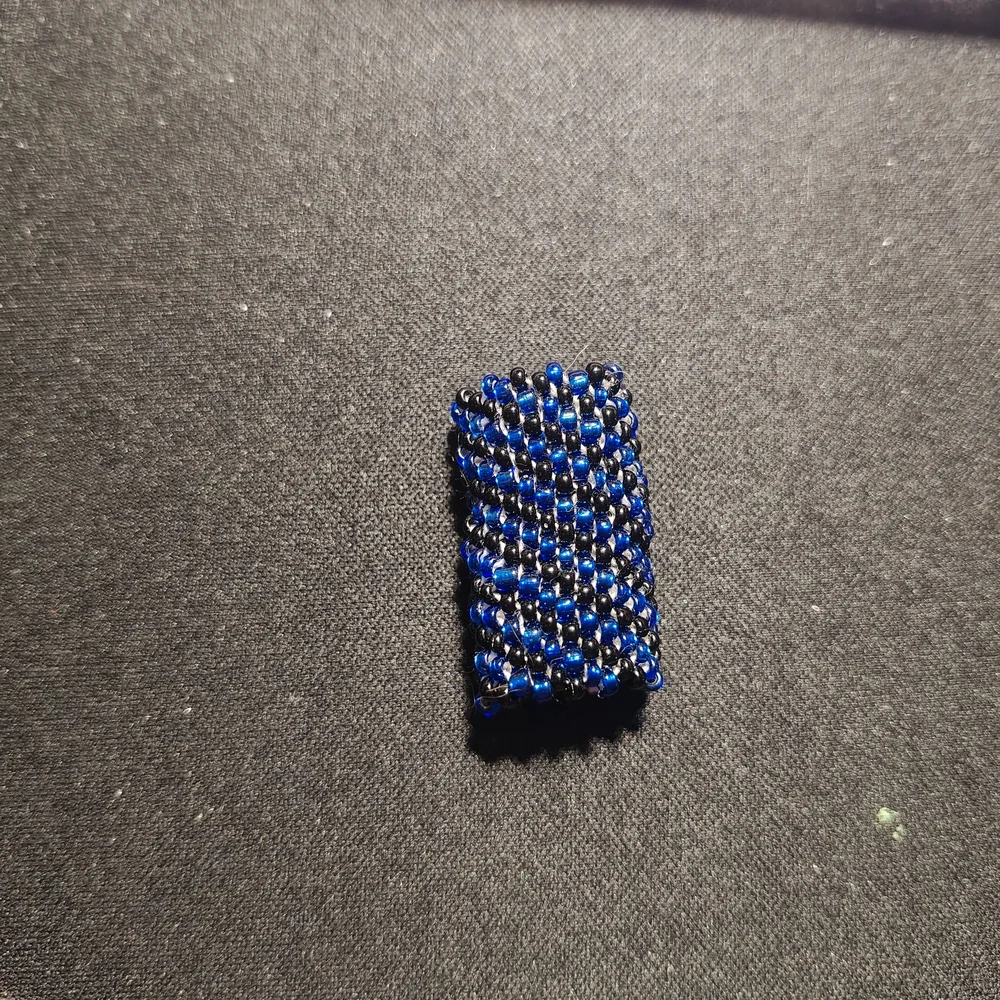 Dreadlock Bead Handmade Black & Blue Spiral Seed Bead Hair Jewelry Peyote Charm